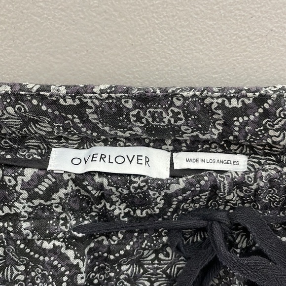 REVOLVE Overlover Pants Linen Printed Green Purple Yucca Size 29 - Picture 10 of 11